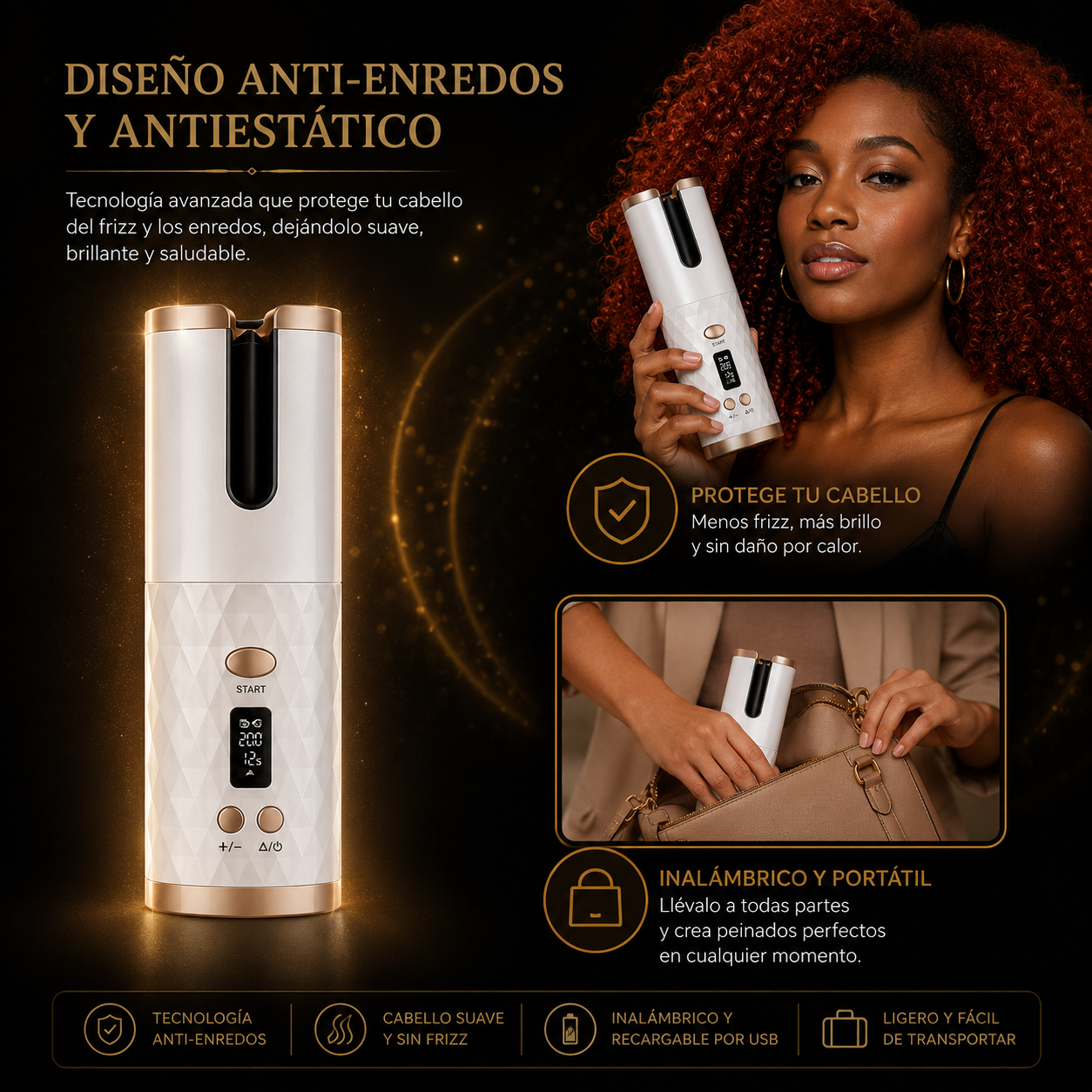 Luvioner Curlease™ Rizador Automático Inalámbrico