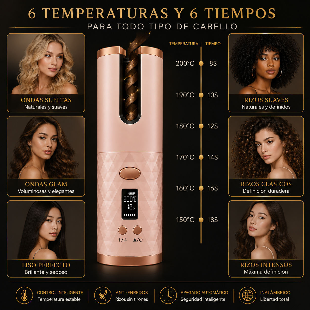 Luvioner Curlease™ Rizador Automático Inalámbrico