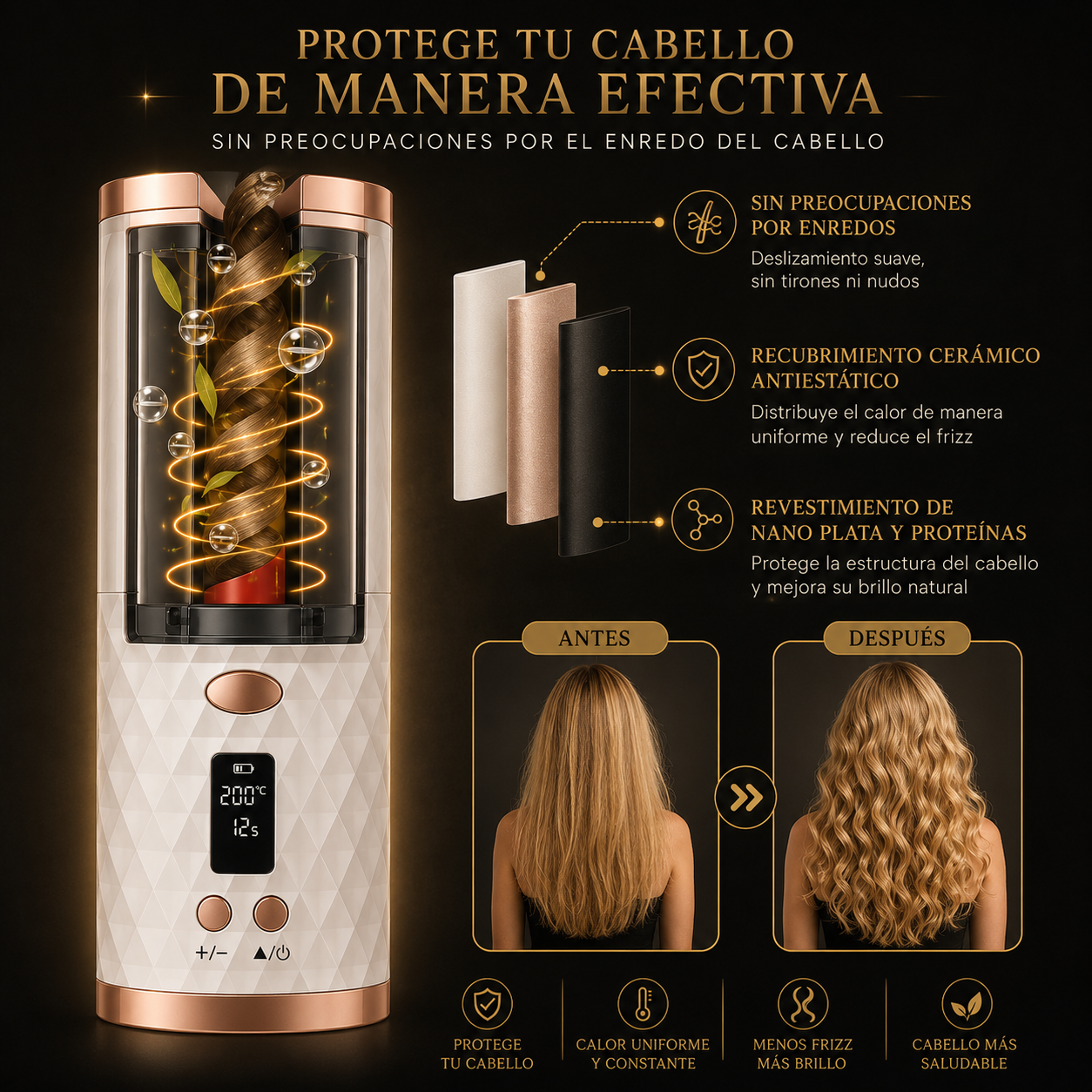 Luvioner Curlease™ Rizador Automático Inalámbrico