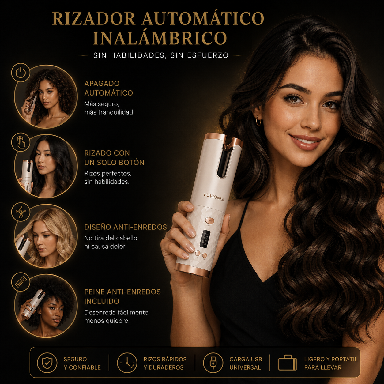 Luvioner Curlease™ Rizador Automático Inalámbrico