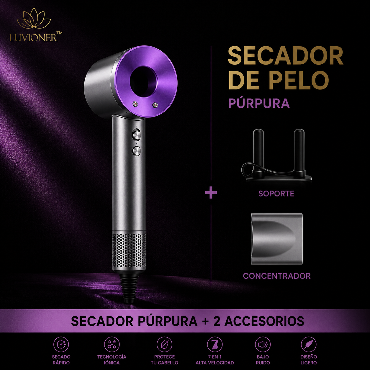 Luvioner IonicDry™ Secador de Pelo Iónico