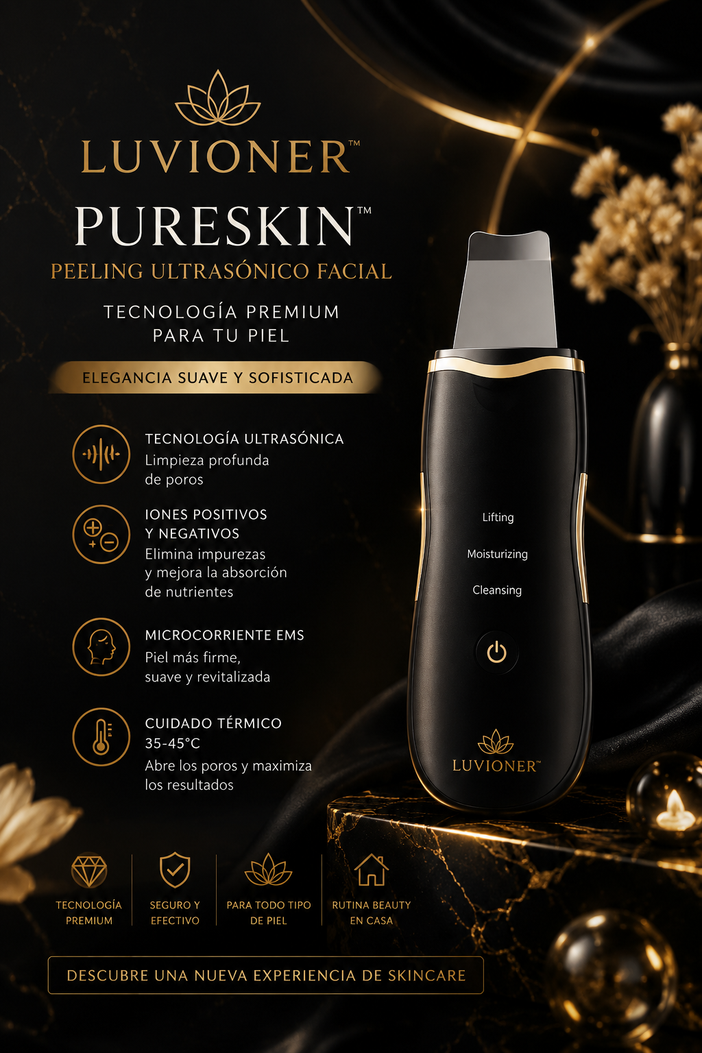 Luvioner PureSkin™ Peeling Ultrasónico Facial Premium