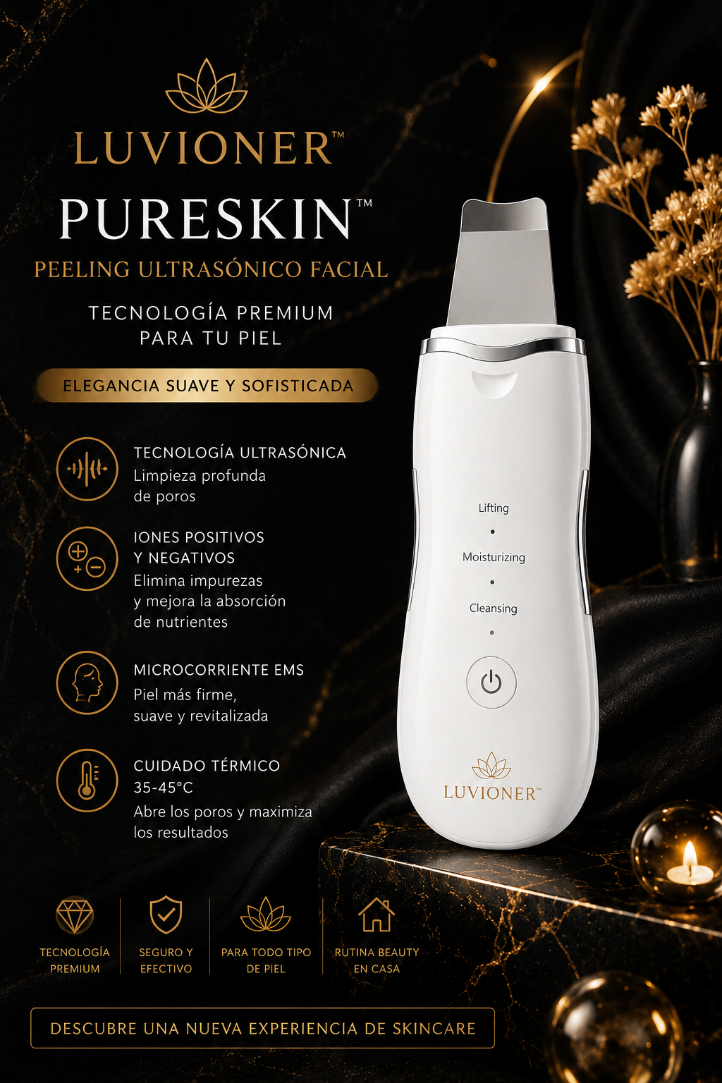 Luvioner PureSkin™ Peeling Ultrasónico Facial Premium