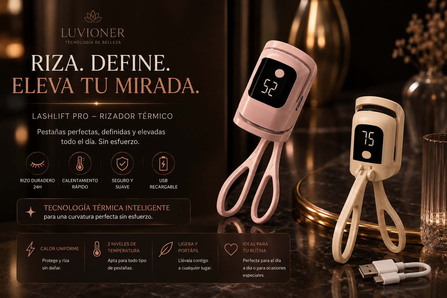 Luvioner LashGlow™ Rizador Térmico de Pestañas