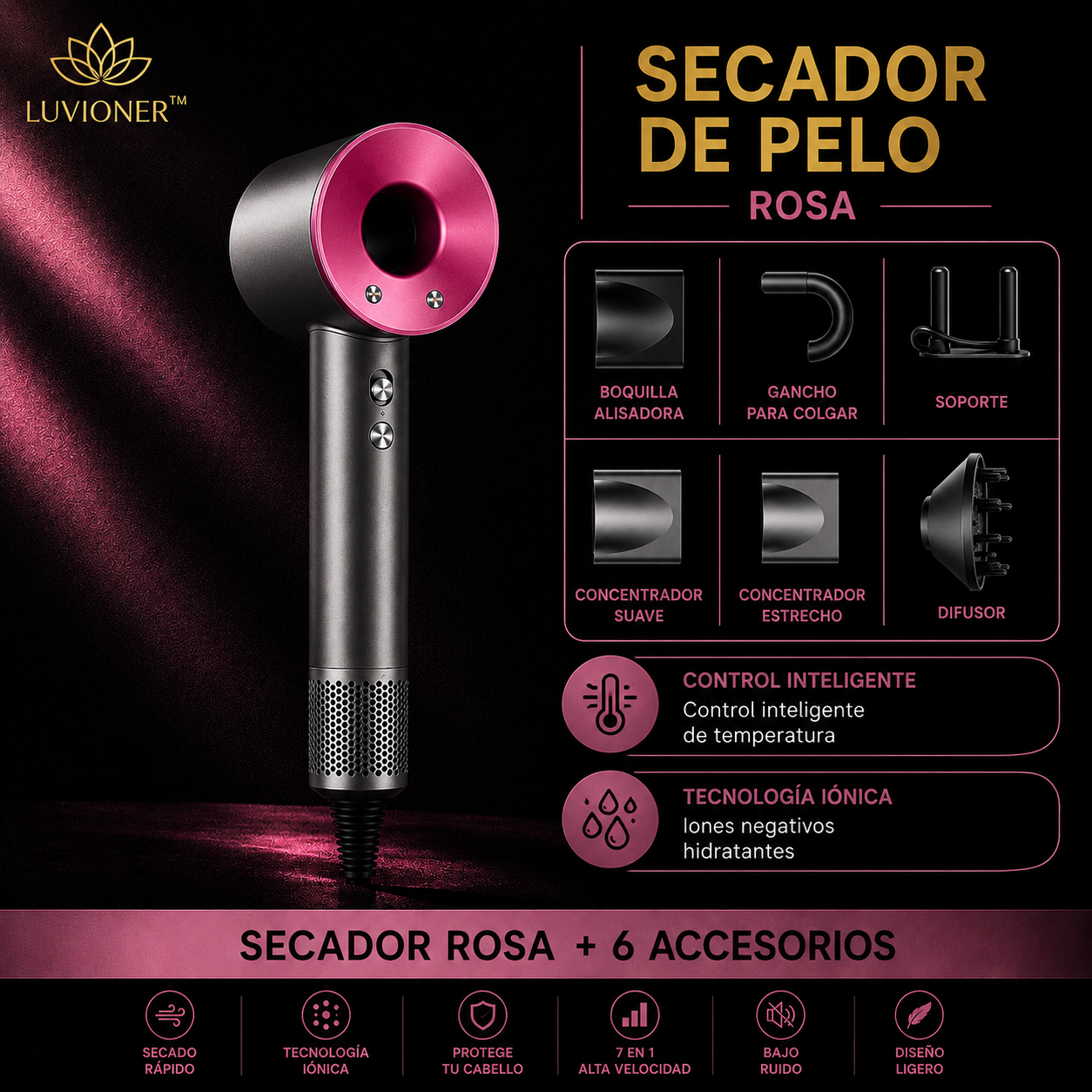 Luvioner IonicDry™ Secador de Pelo Iónico